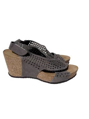 A. Giannetti Cork Wedge Open Toe Sandals
